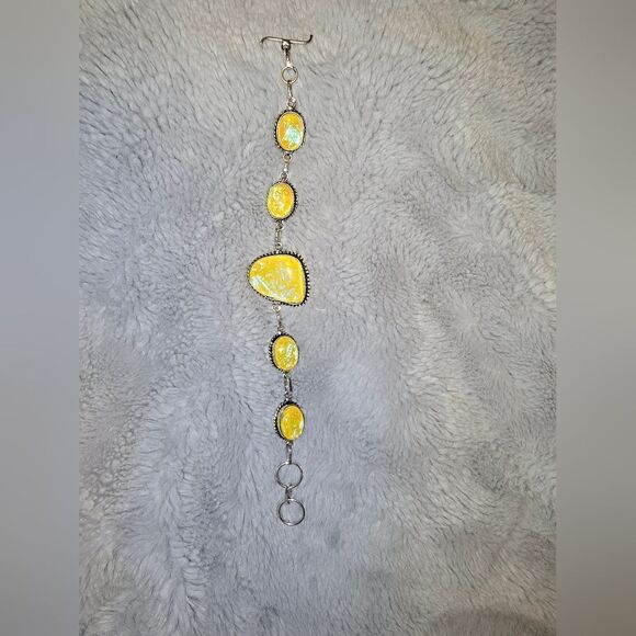 Yellow Glass Sterling Silver Bracelet (JEL ) - Picture 4 of 8